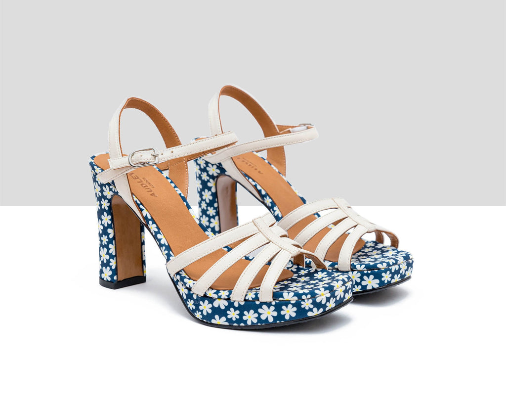 Sandalia de mujer en piel con tacón alto. Florinda