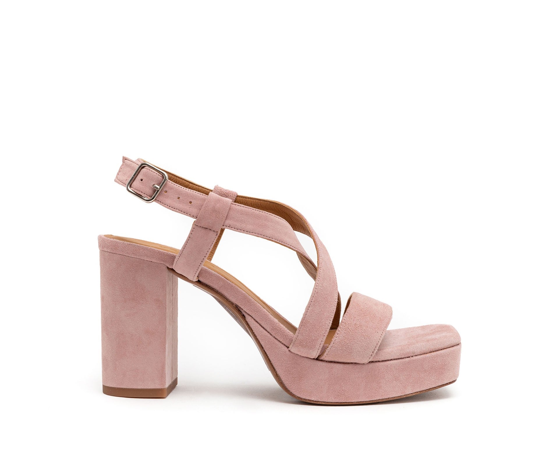 Sandalia de mujer en piel con tacón alto. Hala