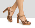 Women's leather sandal with a high heel. Faith