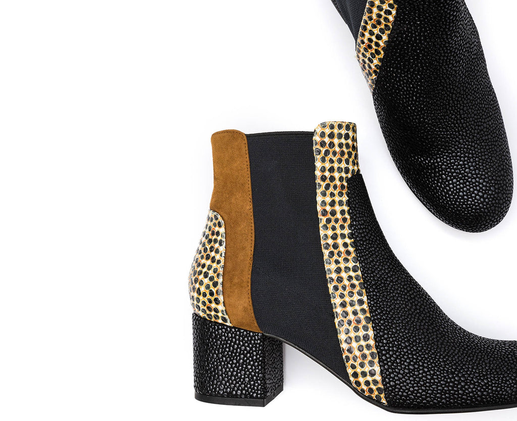 Botín de mujer en piel con tacón medio. Irina