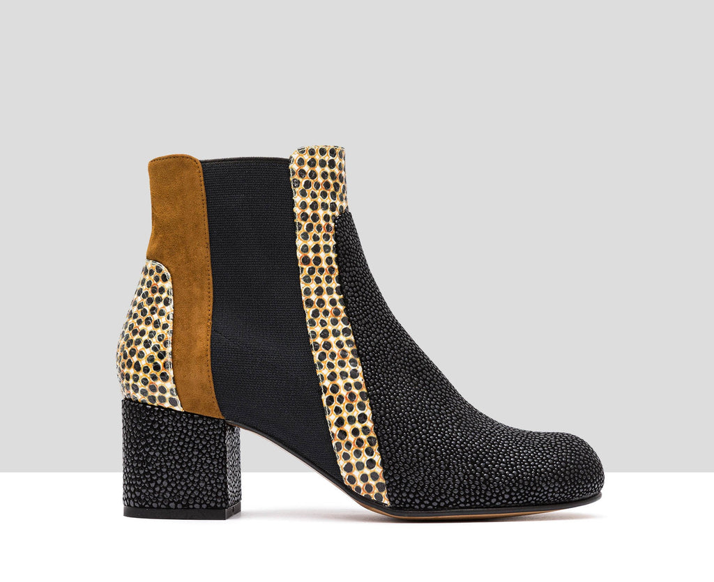 Botín de mujer en piel con tacón medio. Irina