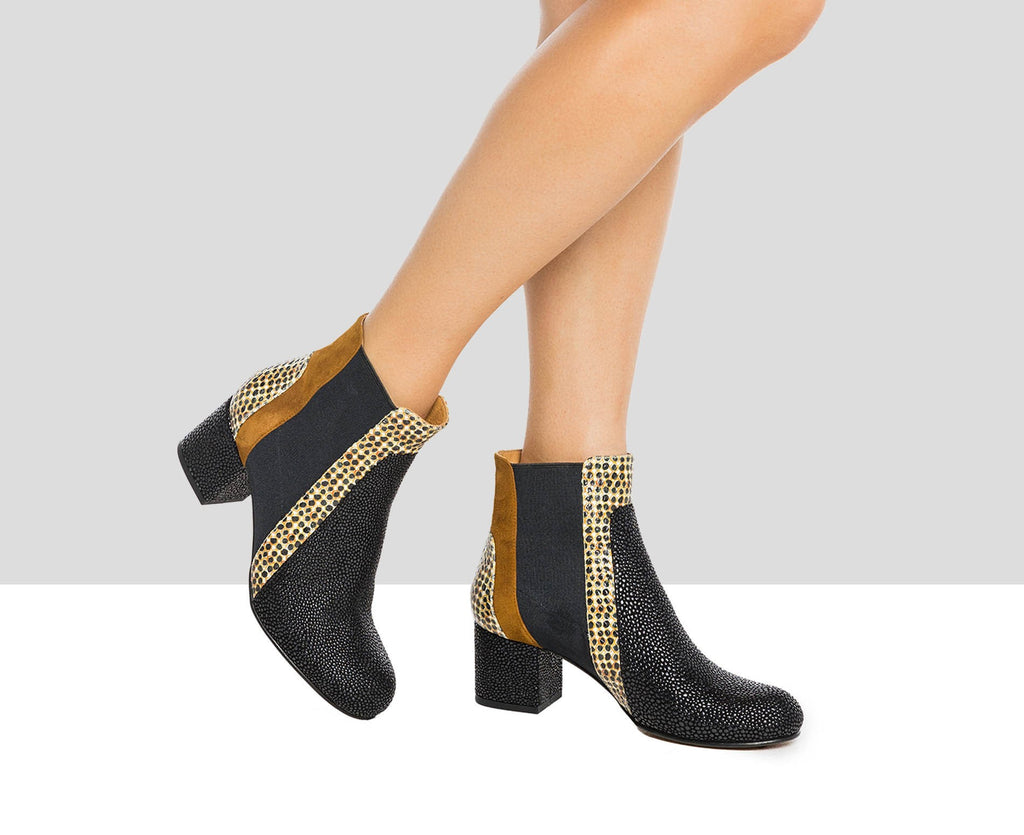 Botín de mujer en piel con tacón medio. Irina