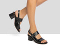 Women's leather sandal with a medium heel. Jessie