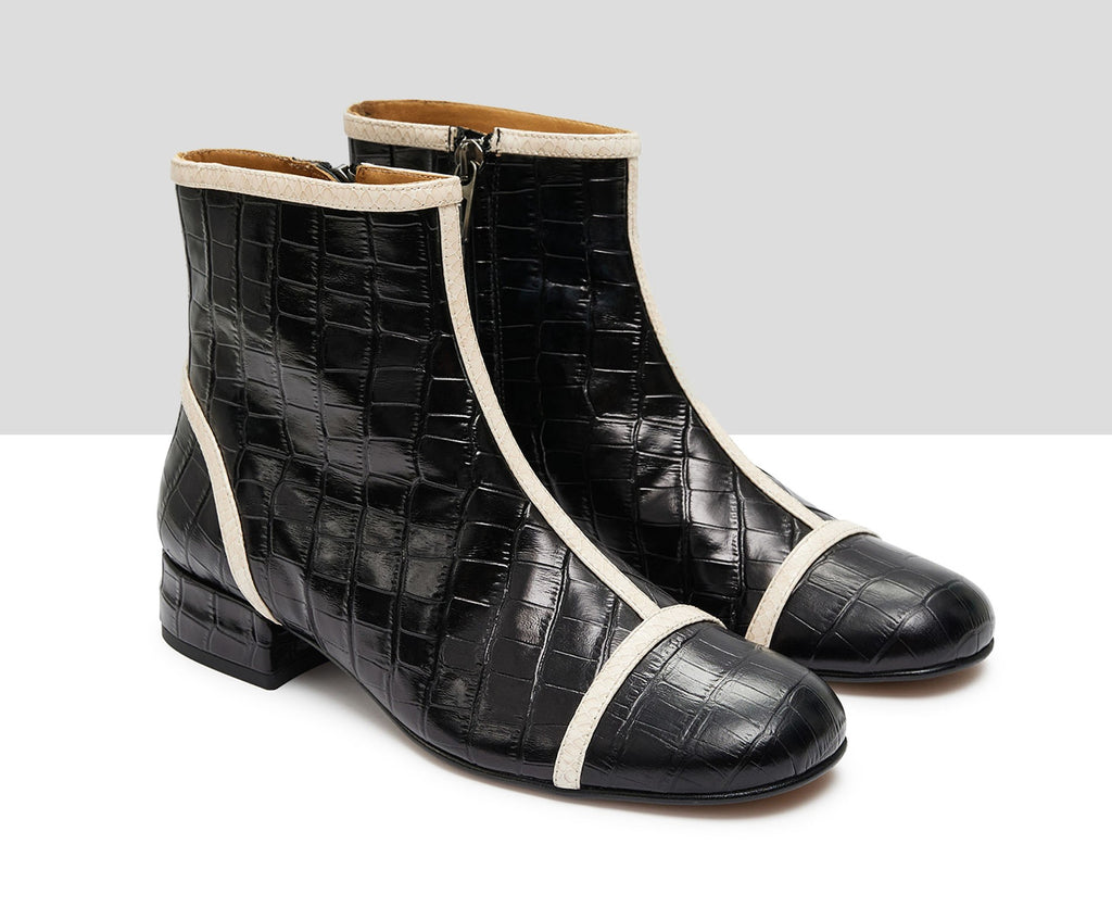 Botín de mujer en piel con tacón bajo. Koko