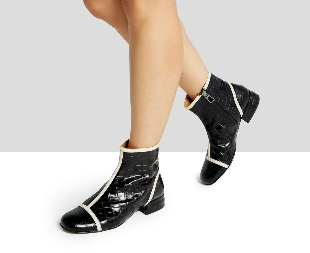 Botín de mujer en piel con tacón bajo. Koko