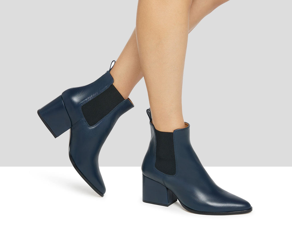 Botín de mujer en piel con tacón medio. Koral