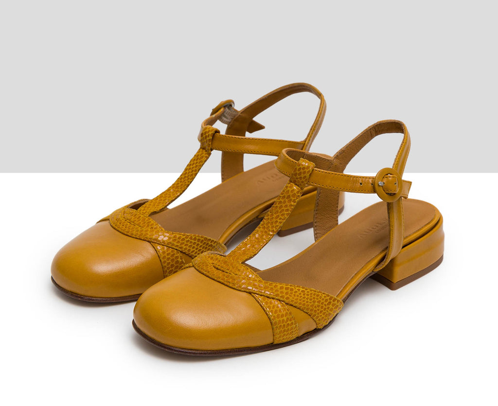 Scarpa da donna in pelle con tacco basso. Llanos