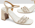 Women's leather sandal with a high heel. Jayne
