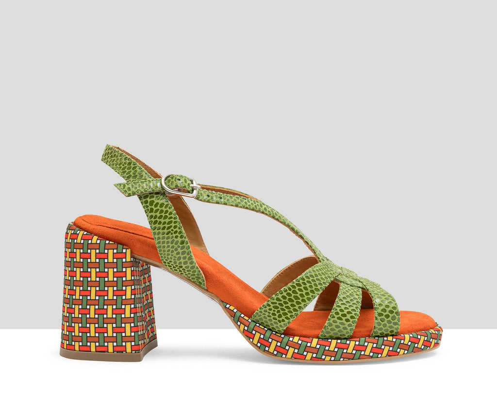 Sandalo da donna in pelle con tacco alto. Leslie