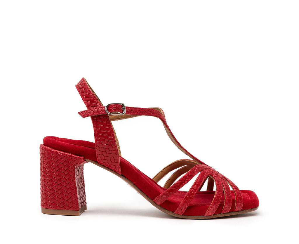 Sandalo da donna in pelle con tacco medio. Hallie