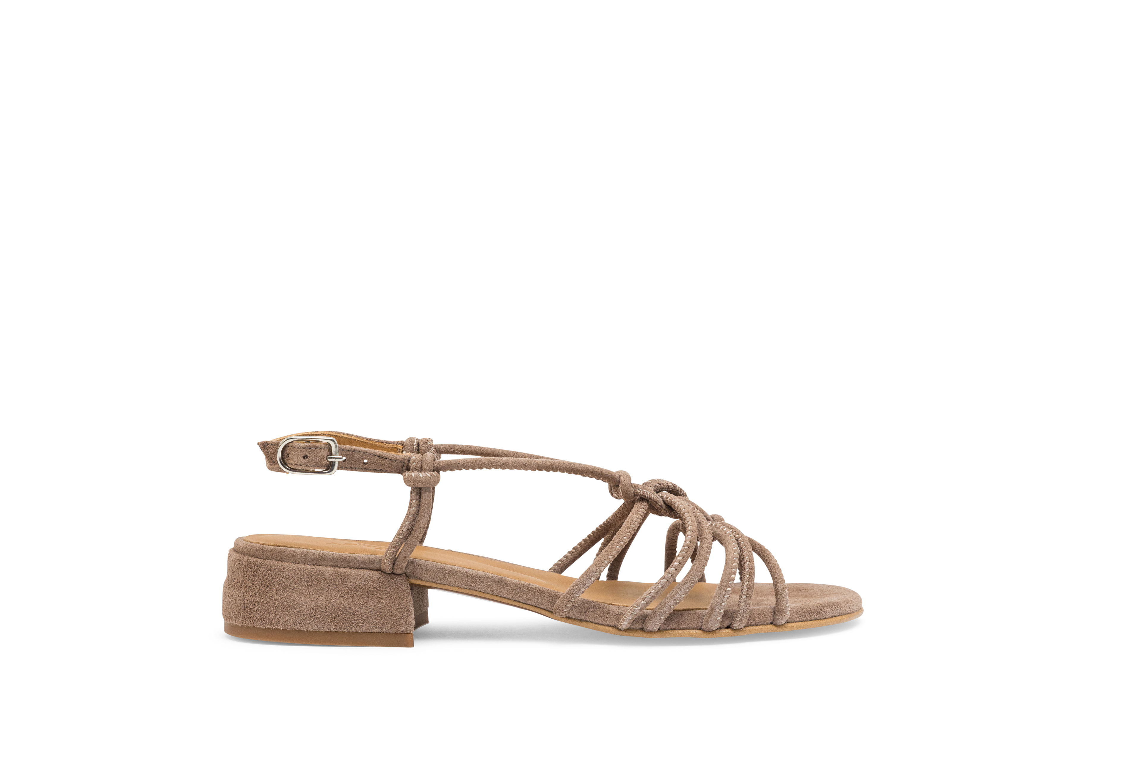 Sandalo da donna in pelle con tacco basso. Janisa