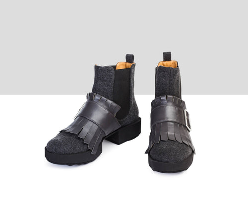 Botín bajo de mujer en piel con plataforma. Reese