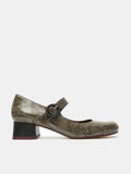 Scarpa da donna in pelle con tacco basso. Mavi
