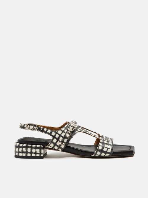 Sandalo da donna in pelle con tacco basso. Nabila