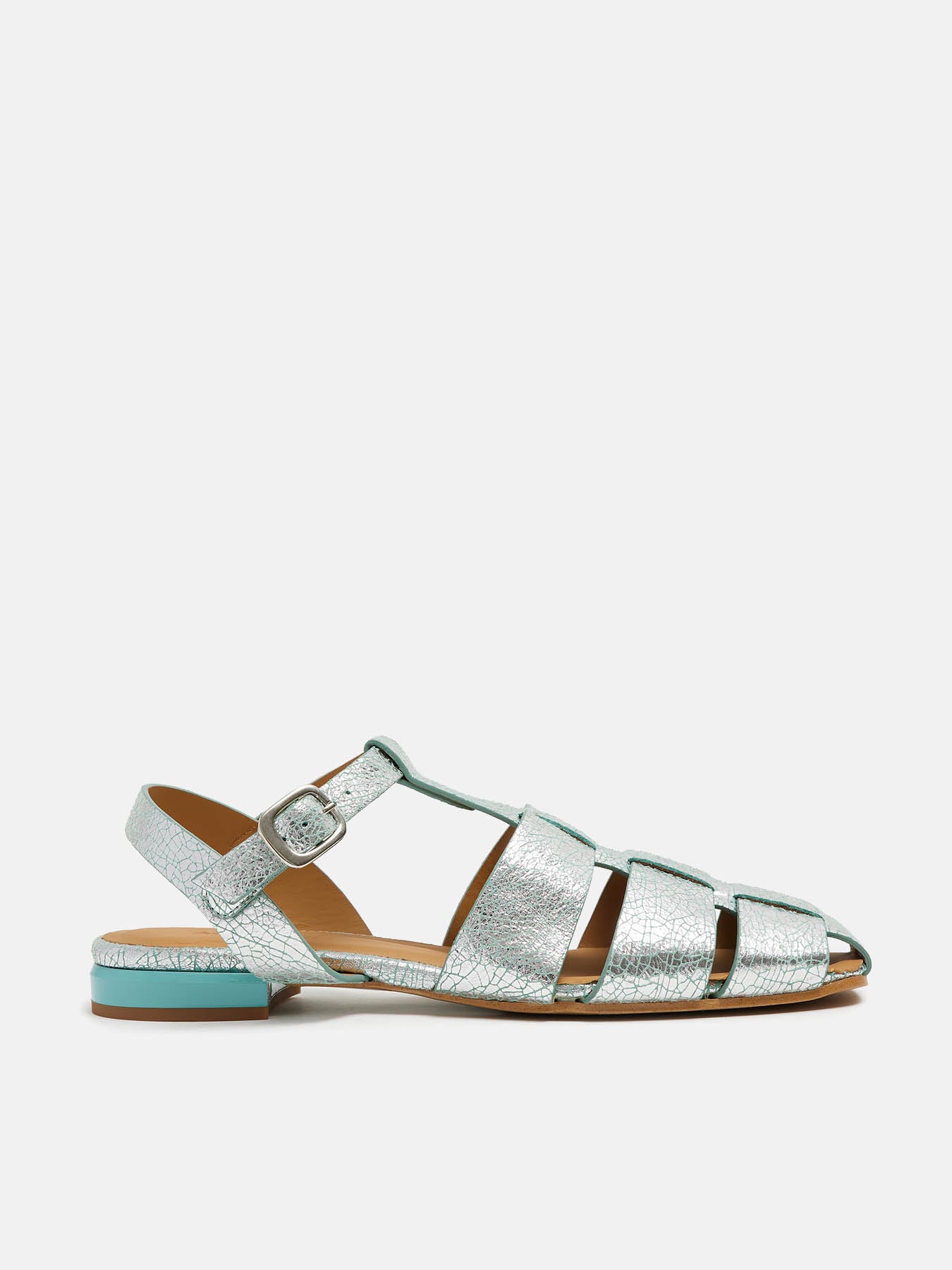 Women's leather sandal with a medium heel. Nyla