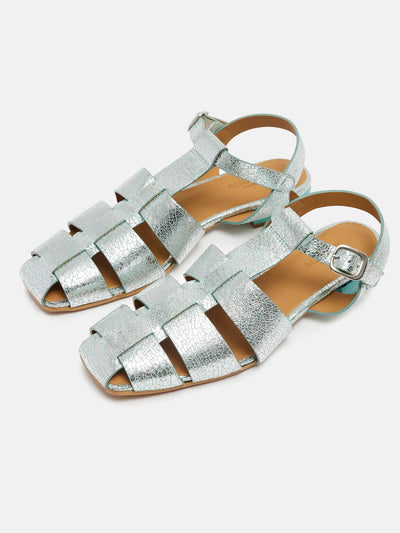 Women's leather sandal with a medium heel. Nyla