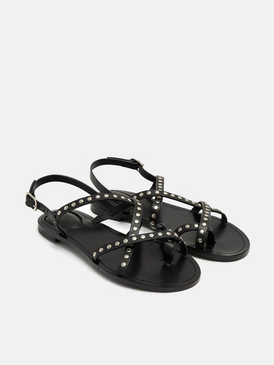 Women's leather sandal with a medium heel. Nairy