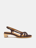 Sandalia de mujer en piel con tacón bajo. Neimi