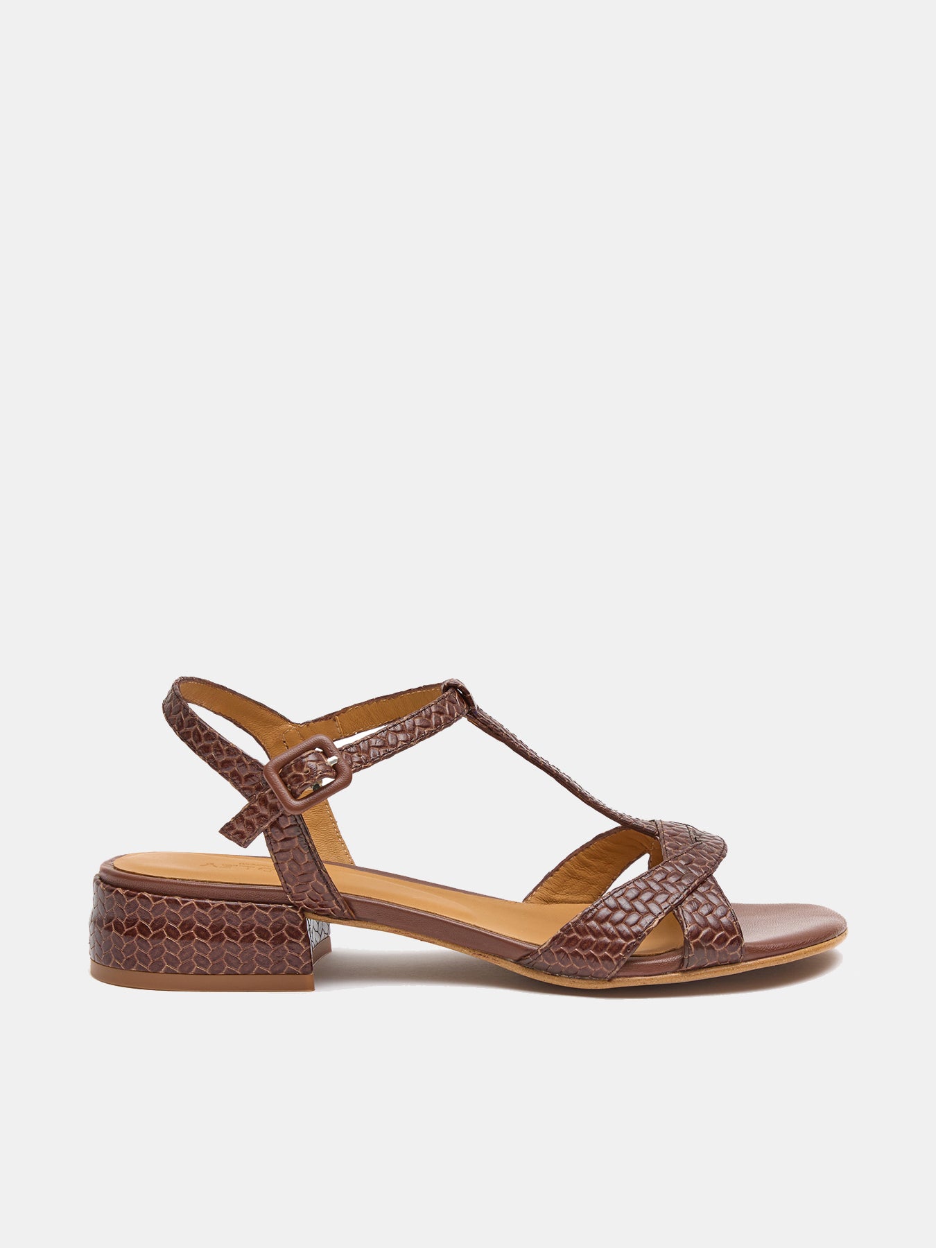 Women's leather low-heel sandals. Leny
