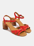 Sandalo da donna in pelle con tacco medio. Norina