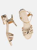 Women's leather sandal with medium heel. Lani