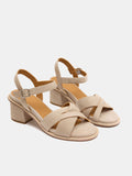 Women's leather sandal with a medium heel. Lavinia