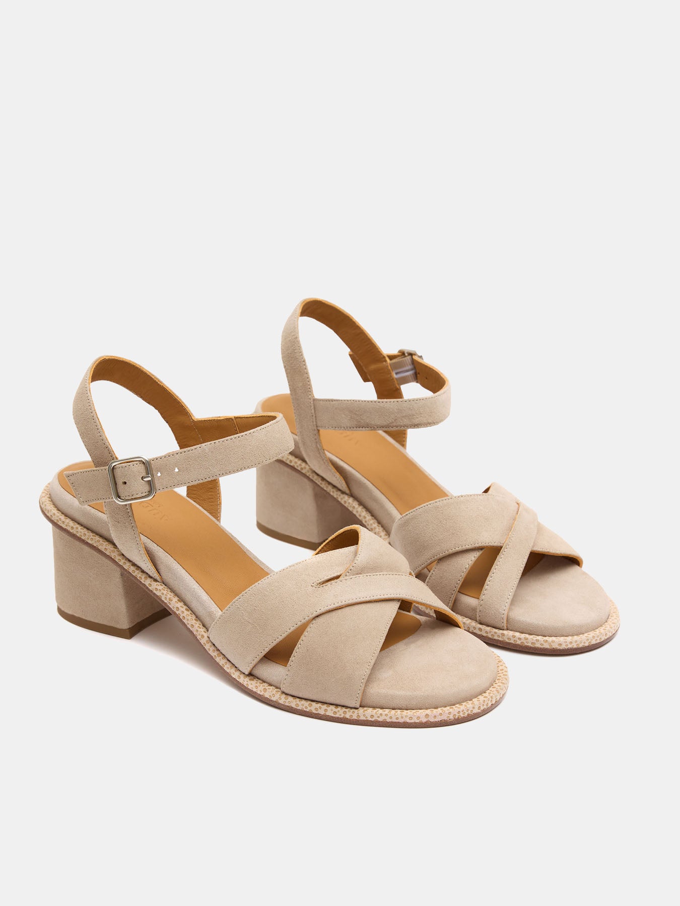 Women's leather sandal with a medium heel. Lavinia