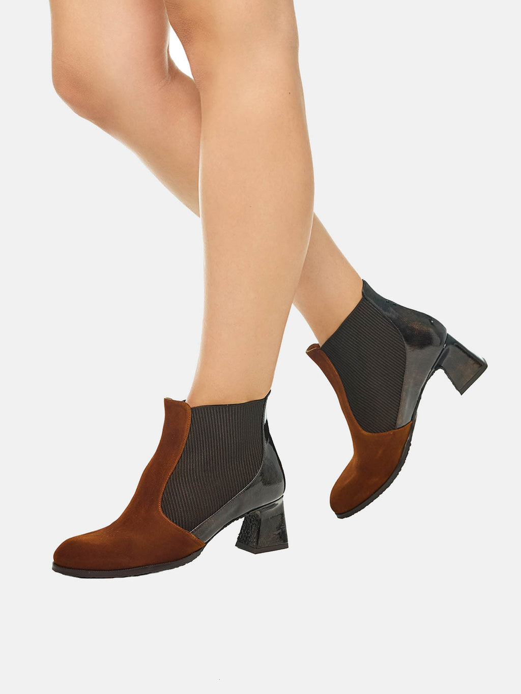 Women's leather ankle boots with a mid-heel. Miho