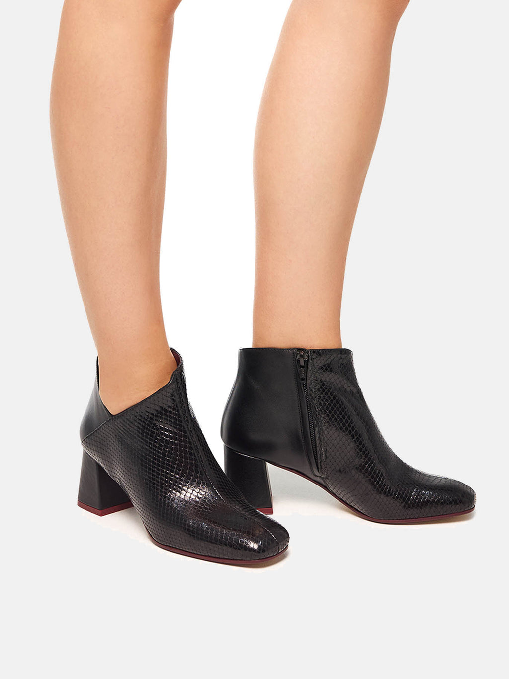 Women's leather ankle boots with a mid-heel. Miho