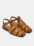 Women's leather sandal with a medium heel. Nayra
