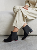 Women's leather ankle boots with a mid-heel. Olenka
